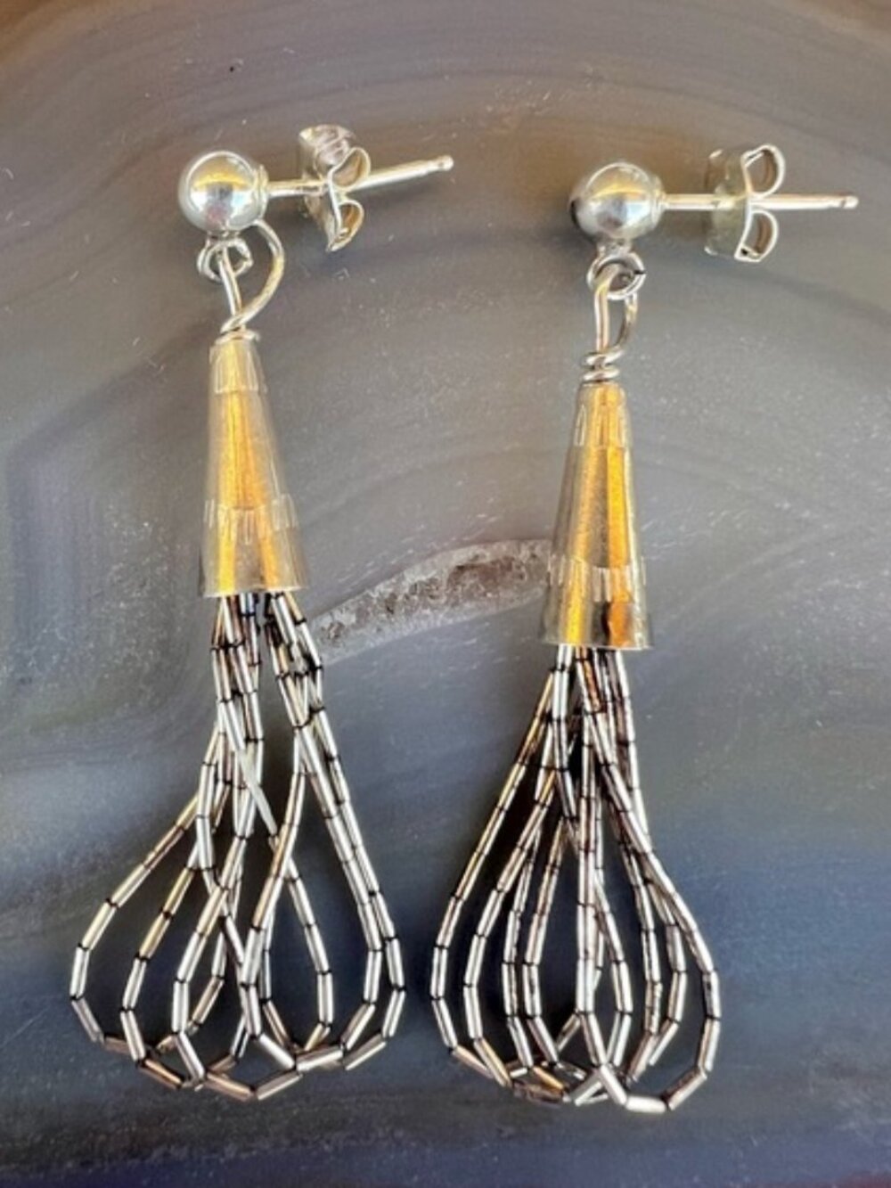 Vintage Sterling Liquid Silver Drop Earrings